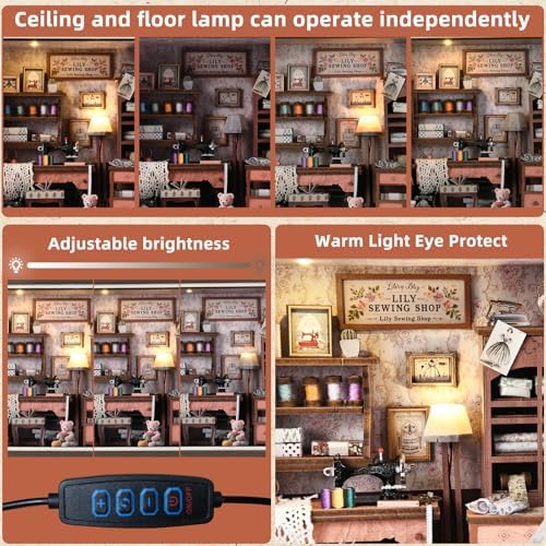 Book Nook Kit - 3D Wooden Puzzle with LED Switch Control & Wall-Mountable Frame，DIY Miniature House for Beginners，Bookshelf/Tabletop/Wall Decor for Craft Lovers，Dollhouse Gift (Lily Sewing Shop) - Image 6