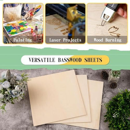 3 Pack 24 x 24 x 1/4 Inch-6mm Thick Basswood Sheets for Crafts - Unfinished Plywood Boards Square for DIY Laser Projects, Wood Burning, Engraving, Staining, Architectural Model - Image 5