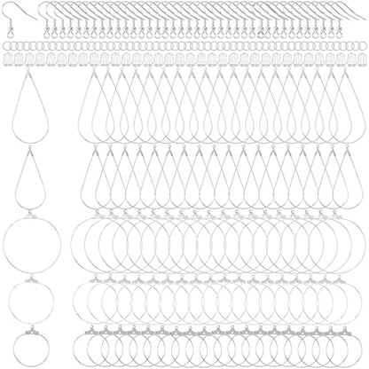 OIIKI 700pcs Hypoallergenic Earring Making Kit - Silver Plated Hooks, Beading Hoops, Clear Rubber Backs, Jump Rings by OIIKI