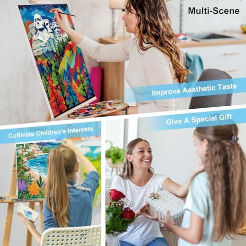 Paint by Numbers Kit for Adults, Beach Cow DIY Acrylic Canvas Painting Set - Image 7