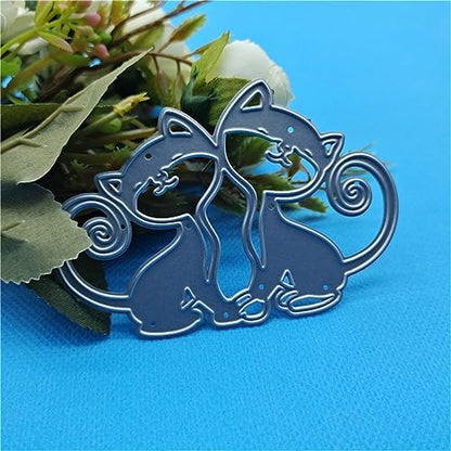 Scrapbooking Die-Cuts, Christmas Metal Cutting Dies for Card Making, Paper Craft Punch Template, Background Embossing Stencils, DIY Album Décor (2 Pcs Animal Cat-8.7X6.1cm) - Image 3