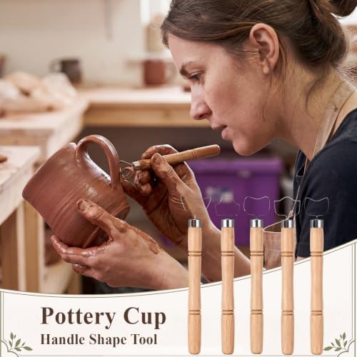 Ferrochef Cup Pottery Molds Clay Tools Set Wooden Sculpture Scraper Pottery Carving Tool Cup Handle Shape Clay Cutters for DIY Mug Vase Art Making (Small-Medium,12, 12, 12oz) - Image 5