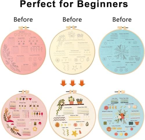 FEIYUENO 3 Pack Embroidery Sampler Kit for Beginners Adults (Plant) - Image 3