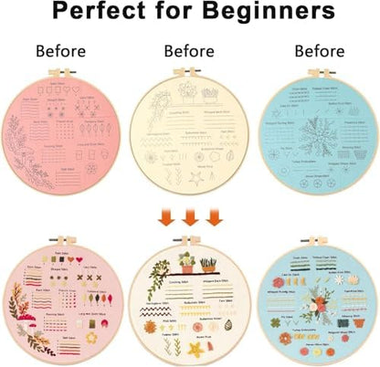 FEIYUENO 3 Pack Embroidery Sampler Kit for Beginners Adults (Plant) - Image 3