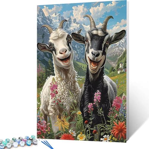 Animal Paint by Numbers Kit for Adults Sheep Paint by Numbers, DIY Acrylic Watercolor Oil Painting Kits for Adults Beginners with Brushes, Hobbies for Women for Home Wall Decor, Gifts 40x54 in 2-1 - Image 4