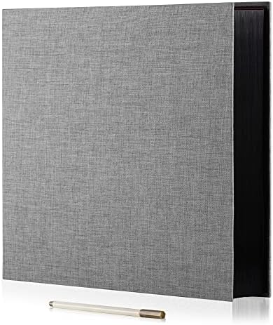 Large Photo Album Self Adhesive 4x6 8x10 10x12 13"x12.6" Scrapbook 12.6"x11" Inch 60 Black Sticky Pages Linen Cover Magnetic Photo Album with A Metallic Pen and DIY Stickers(Grey) by HoneyTolly