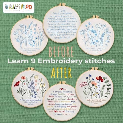 Flowers Embroidery Kits for Adults - Stamped Beginner Hand Embroidery - Image 2