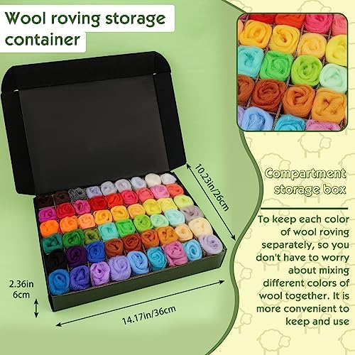 Wonvoc 54 Colors Needle Felting Wool, 9.5oz/270g Roving Wool - Image 5