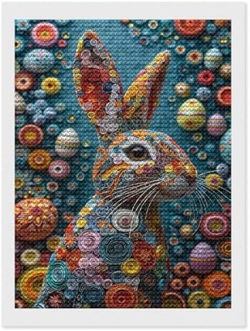 Easter Rabbit in Eggs Diamond Drawing Art Kit for Adults Psychedelic Paper Quilling DIY Diamond Art Painting for Beginners Full Drill Round Gem Art Painting for Crafts Home Wall Decor by DuduYH