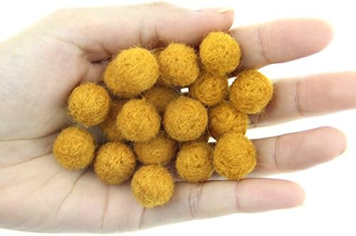 Needle Felt Balls Pure Wool Beads Dry Felted Balls 15mm Handmade DIY Crafts 20pcs (Ginger) - Image 2