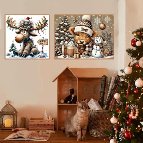 TCDZMYGS 4 Pack Christmas Paint by Numbers Kit for Adults Beginner,Paint by Number Kits Without Frames,DIY Acrylic Oil Painting by Numbers for Home Wall Decor 12x12-12x16 inch - Image 3