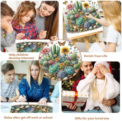 Pxzcrypha Succulent Paint by Numbers Kit for Adults Beginner 16x16inch - Image 6