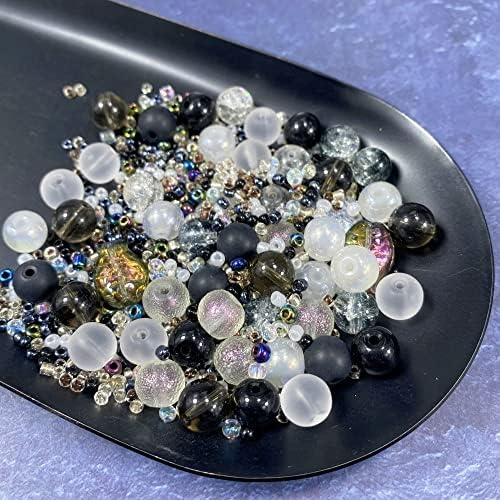 Assorted Glass Resin Beads Multi Size Colors Smooth Cracked Gravel Millet Spacer Beads for Bracelets Necklace Earring DIY Jewelry Making Craft(Moon Shadow White Series) - Image 4