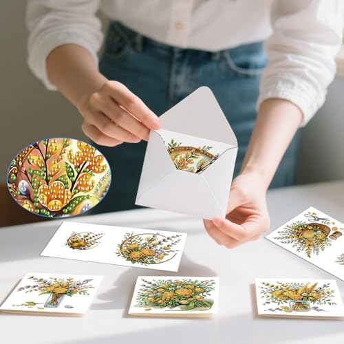 12 Pack Diamond Painting Greeting Cards Kit with Envelopes, 5D DIY Lavender Wildflower Floral Diamond Art Cards, Birthday Thank You Get Well Cards for Women Adults Beginners - Image 6