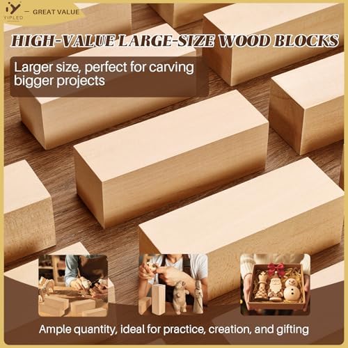 16PCS Basswood Carving Blocks, 6x2x2 inch Soft Whittling Wood Blocks for Easy Carving, Carving Wood Blocks - Smooth Cut, No Cracks, Easy to Paint，DIY - Image 4
