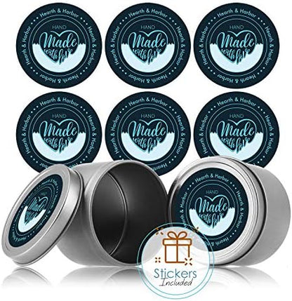 Hearth & Harbor 20 lbs. Soy Candle Wax with Supplies, 8 oz. 24 Pack Tin Jars with Lids, Cotton Candle Wicks, Wick Stickers and Centering Devices - Soy Wax Flakes with Containers for Candle Making - Image 6