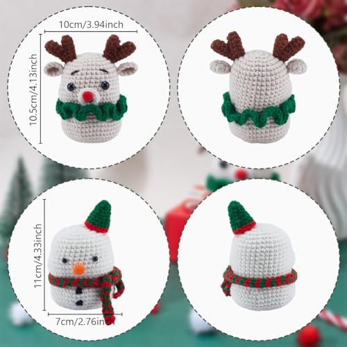 ACRNIGHEET 2Pcs Christmas Crochet Kit for Beginners Snowman and Deer Kits - Image 3
