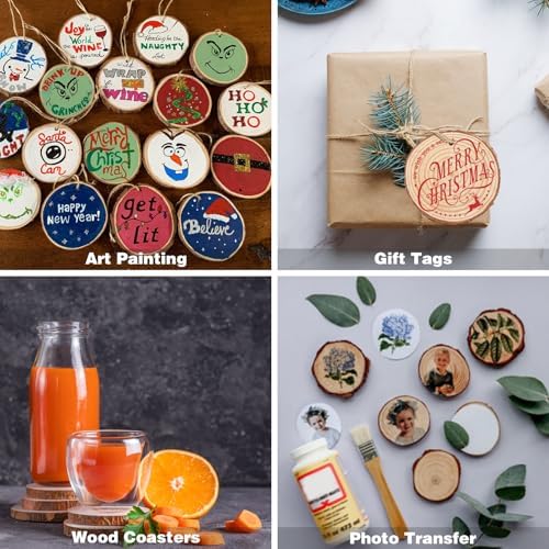 Collabell Christmas Ornament Craft Kit - 20Pcs Natural Round Wood Slices with Painting Supplies for Family, Make Your Own Wood Xmas Tree Decorations, DIY Homemade Wooden Ornaments & Holiday Decor - Image 7