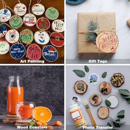 Collabell Christmas Ornament Craft Kit - 20Pcs Natural Round Wood Slices with Painting Supplies for Family, Make Your Own Wood Xmas Tree Decorations, DIY Homemade Wooden Ornaments & Holiday Decor - Image 7