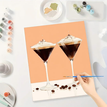 TAOPAOLAB Food and Drink Paint by Numbers Kit for Adults - DIY Espresso Martini with Cream Topping Painting on Canvas 8x12In, Framed Acrylic Paint Set for Beginners, Art for Home Decoration/Gifts - Image 3
