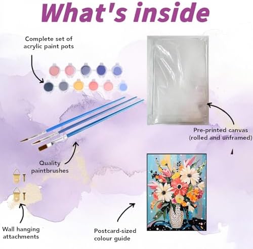 CYNART Flower Paint by Numbers Kit for Adults Beginner, Flower Easy Paint by Number Kits on Canvas, DIY Acrylic Oil Painting by Numbers for Gift Home Decor 16 x 20 inch （Without Frame） - Image 3