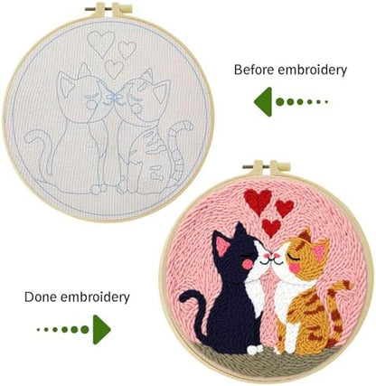 ZuoAnLF Punch Needle Kit Beginners Adults, DIY Easy Animal Embroidery Set for Starter Art Craft, Needling Punching Project with Patterns, Tools, Yarns, Hoop, Instruction - Image 7