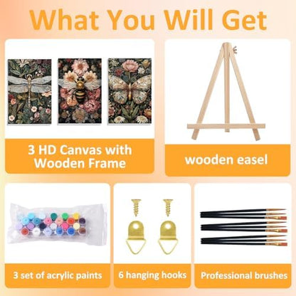 Mandun Insect Paint by Numbers Kit for Adults, 3 Pack, 7.8x11.8 inch - Image 4