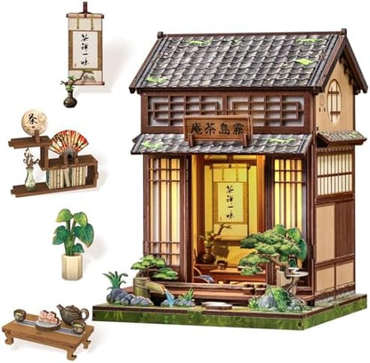Book Nook, DIY Miniature House Kits for Adult, Japanese Booknook Tiny House, Decorative Bookends, Bookshelf Home Decor 3D Wooden Puzzles, Craft Gifts for Friends and Family (Tea House) by EndlessLimit