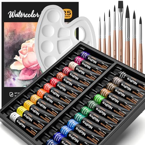 Nicpro Watercolor Paint Set for Adults, 24 Colors Watercolor Tube Set by Nicpro