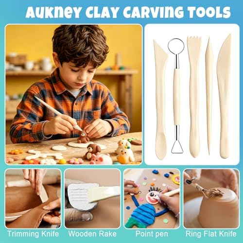 Aukney 100ML Air Dry Clay Varnish and 29pcs Tool Kit, High Gloss Air Dry Clay Glaze, Sealant, Prevent Clay from Cracking, and Scratch Resistant - Pottery Tools for Stippling, Shaping Clay Crafts - Image 4