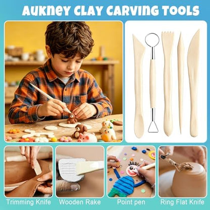 Aukney 100ML Air Dry Clay Varnish and 29pcs Tool Kit, High Gloss Air Dry Clay Glaze, Sealant, Prevent Clay from Cracking, and Scratch Resistant - Pottery Tools for Stippling, Shaping Clay Crafts - Image 4