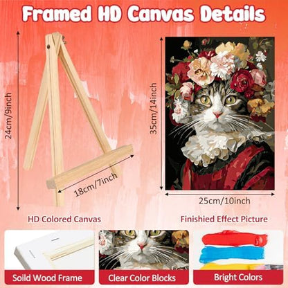 MAXBYE Framed Paint by Numbers Kits for Adults Beginners with Wooden Easel, Queen Cat Art Kit Crafts with Frame, DIY Canvas by Numbers for Gift Home Wall Decor10×14 in - Image 3
