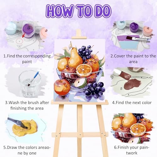 RICUVED Fruit Paint by Numbers for Adults, Grapes Paint by Numbers Kit for Adults Beginners, DIY Acrylic Oil Painting on Canvas Easy for Gift Home Wall Decor 16x20 Inch - Image 5