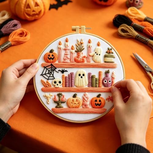 RUIQLXHANG Halloween Ghost Reading Embroidery Kit for Beginners - Image 3