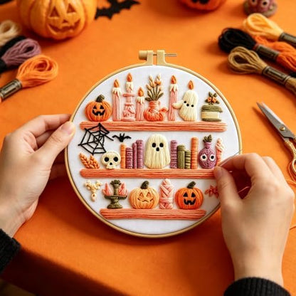 RUIQLXHANG Halloween Ghost Reading Embroidery Kit for Beginners - Image 3