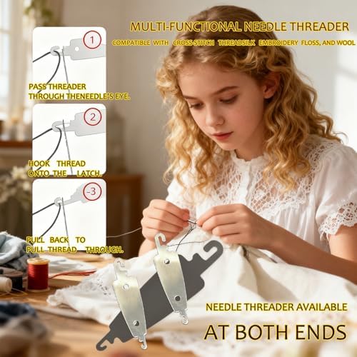 Big Eye Steel Sewing Needles Kit, 34PCS Big Eye Steel Needle Sewing Kit with Needles, Threads, Scissors, Thimble for Home, Travel, DIY Handcraft (Basic Hand Sewing Set - Image 5