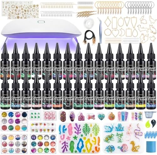 All-Inclusive Keychain Making Kit, 30-Color UV Resin,DIY Craft Decor by FUHITIM