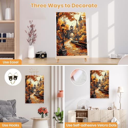 MXJSUA Castle Scene Paint by Numbers Kit with Frame for Adults, Easy Beginners Paint by Number on Canvas with Easel, Acrylic Number Painting Craft Gifts for Home Decor, 8x12 inch - Image 2