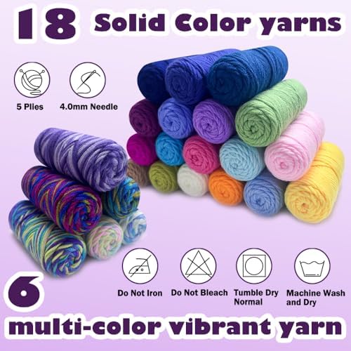 Lewhoo Crochet Kits for Beginner, 25g×24 Yarn Bundles - Image 4