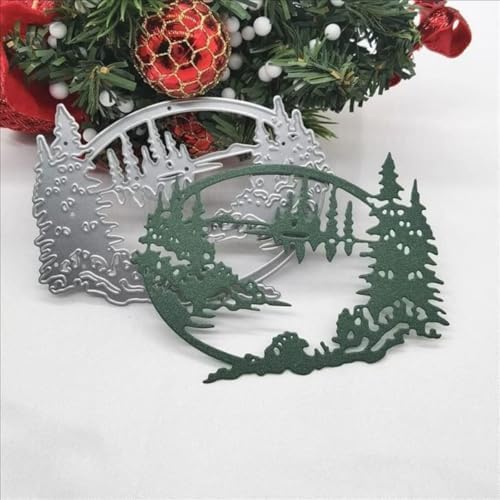 Scrapbooking Die-Cuts, Christmas Metal Cutting Dies for Card Making, Paper Craft Punch Template, Background Embossing Stencils, DIY Album Décor(Christmas Forest-10.2x7.8cm) by FAWENUCY