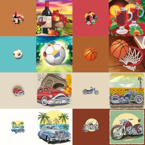 8PCS Cars and Balls DIY Greeting Card Kits with Envelopes Diamond Art Greeting Cards Diamond Art Cards Kits for Adults DIY Crafts Family Friend Gifts - Image 7