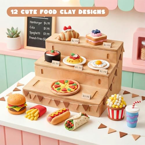 Shuttle Art Air Dry Clay for Kids - Food Store, 21 PCS Modeling Clay Kit with Sculpting Tools and Tutorials, Safe & Non-Sticky, Craft Gifts for Boys & Girls - Image 3