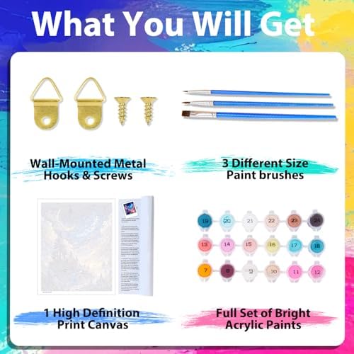 xcemhil Paint by Number Kit for Adults, Paint by Numbers Landscape, Starry Waterfall Paint by Numbers Kit for Adults Beginner for Gift Home Wall Decor 16x20 inch - Image 4