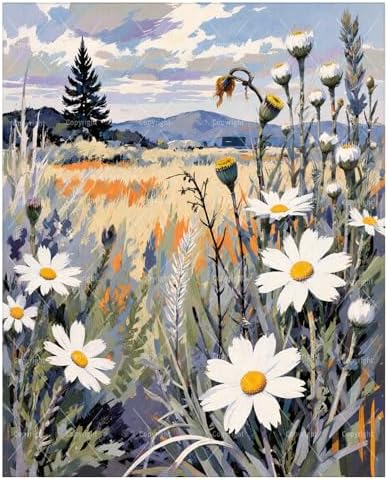 Sceorixa Landscape Paint By Numbers Kit for Adults - DIY Daisy Meadow Painting On Canvas 16X20 Inches, Acrylic Paint Set, Suitable for Beginners, Wall Art Decor for Home Decoration Or Gifts, Unframed by Unknown