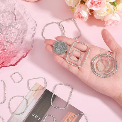 48 Pcs Alloy Open Back Bezel Pendants, 6 Styles Hollow Frame Pendants Ring for Resin Jewelry Making - Image 4