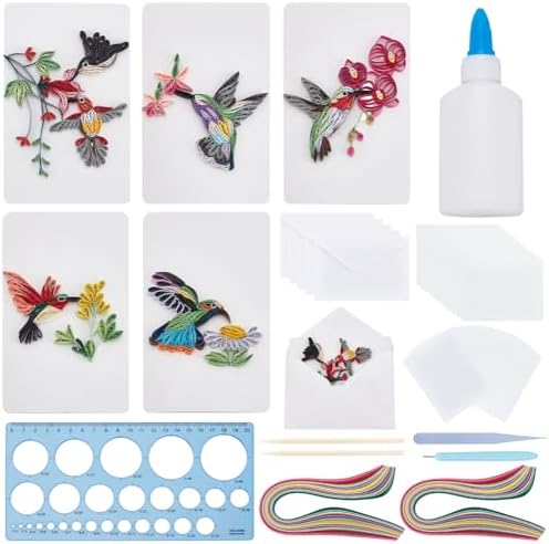 WEBEEDY 20 Sets Paper Quilling Kit 5 Styles Hummingbirds Greeting Card Making Kit with Instruction for Adults Beginner Handmade Animal Quilling Card for Birthday,Wedding,Holiday,Mother's Day by WEBEEDY