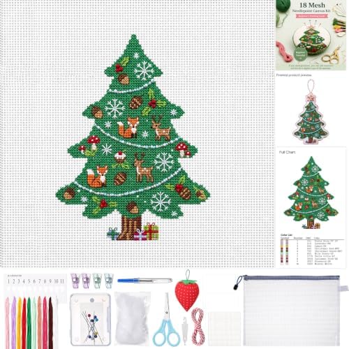 Rivvlive 26 Pcs Christmas Tree 18 Mesh Needlepoint Canvas Kit Beginner by Unknown