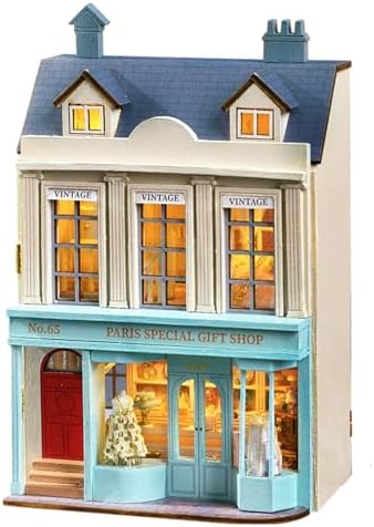 MAGQOO DIY Miniature Dollhouse Kit with Furniture 1:100 Scale Creative Room Mini Wooden Doll House Accessories DIY Miniature House Kit(Gift Shop) by MAGQOO