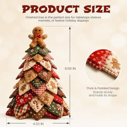 Daily Partner DIY Quilted Fabric Christmas Tree Kit, Arts and Crafts for Adults, (Gingerbread Man) - Image 3