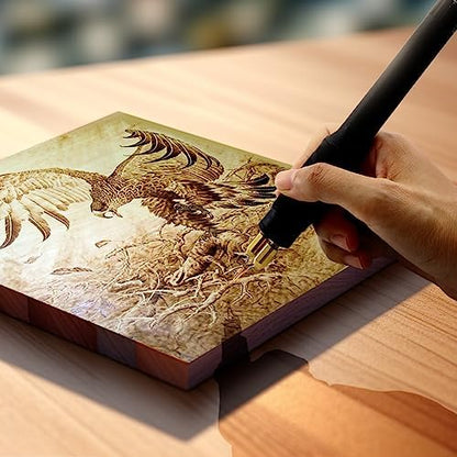Professional Wood Burning Kit with One Pyrography Pen Single Wood Burner with 20 Wood Burning Tips with Case and 5PCS Stencils - Image 6